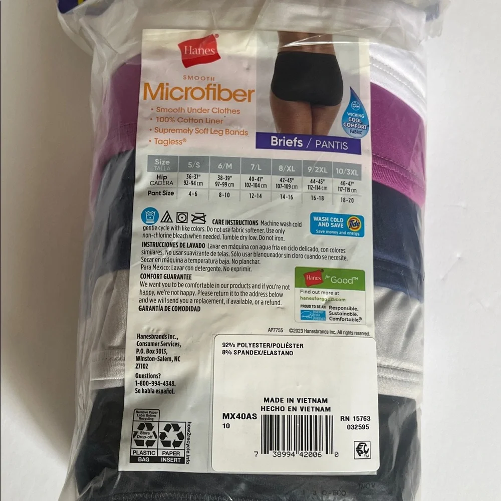 Hanes Women’s Tagless Briefs - Black, White, Purple, navy blue , grey - Picture 5 of 8